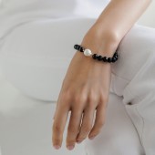 Bratara cu onix, perla naturala edison si aur roz 14K DiAmanti OX254-116B-G Bratara cu onix, perla naturala edison si aur roz 14K DiAmanti OX254-116B-G